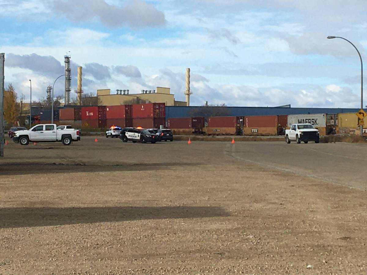 Edmonton police asked drivers to avoid the area north of Yellowhead Trail and 149 Street after a man was struck and killed by a train on Oct. 15, 2020.