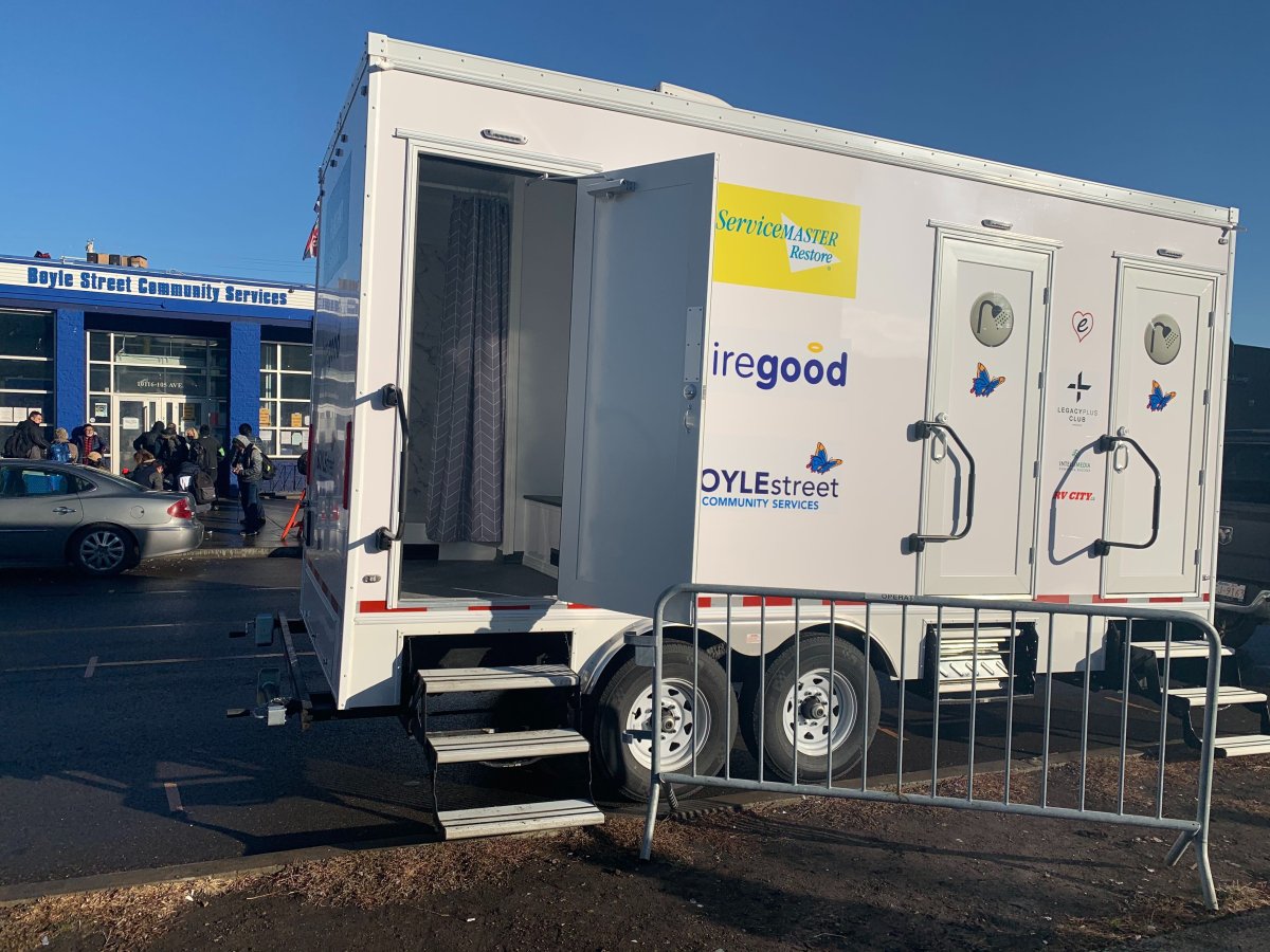 Boyle Street Community Services converted trailers into mobile shower units for those experiencing homelessness. Oct. 29, 2020.
