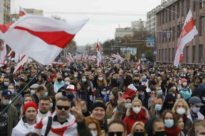 Thousands protest in Belarus, call for president’s resignation as deadline looms