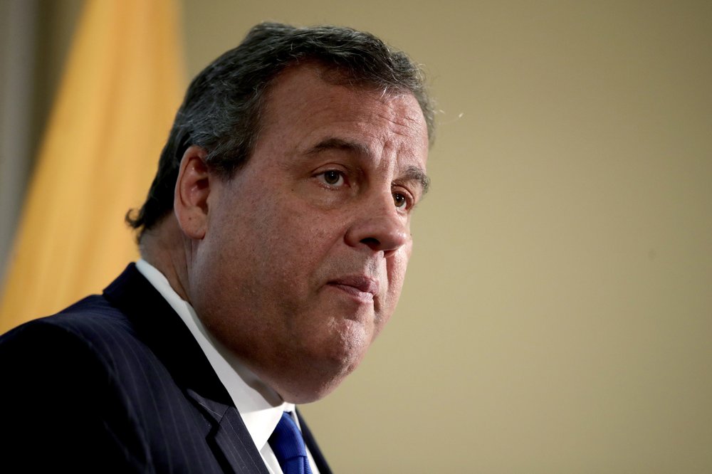 FILE - In this Nov. 29, 2017 file photo, New Jersey. Gov. Chris Christie speaks during a news conference in Newark, N.J. Christie tweeted on Saturday, Oct. 3, 2020, that he has tested positive for COVID-19.