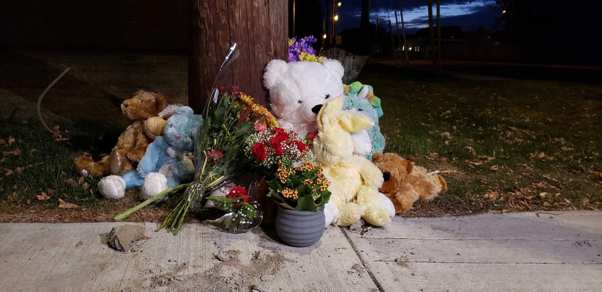 A memorial for Sierra Bailey Rain Chalifoux Thompson pictured on Sunday evening.