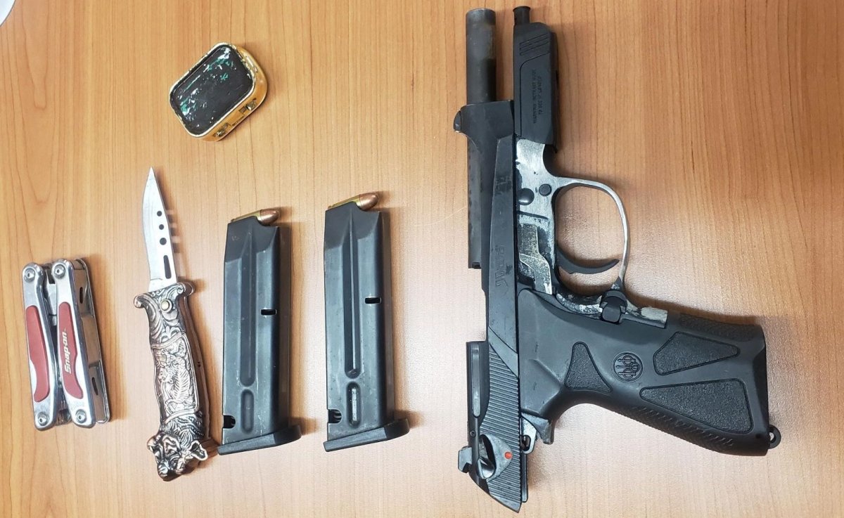 Wellington County OPP say they found a stolen gun on a Kitchener man in Arthur, Ont. 
