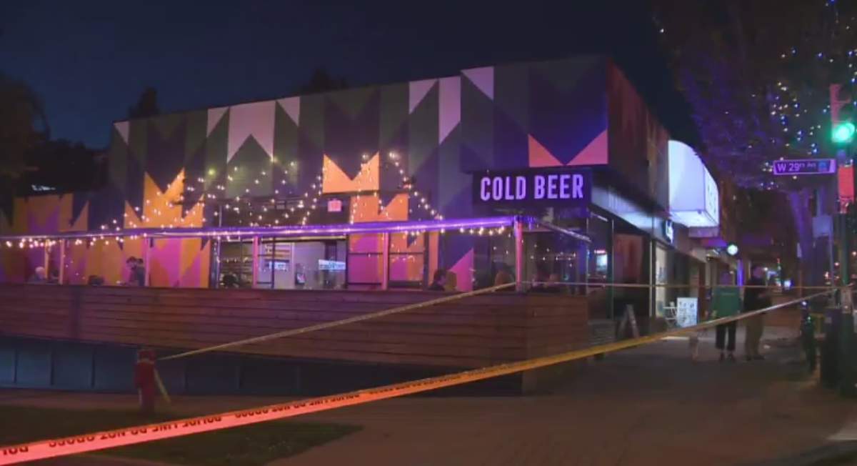 Vancouver police on the scene of a daylight shooting that sent one man to hospital with non-life-threatening injuries, and narrowly missed a woman and child outside a Dunbar neighbourhood eatery Tuesday afternoon.