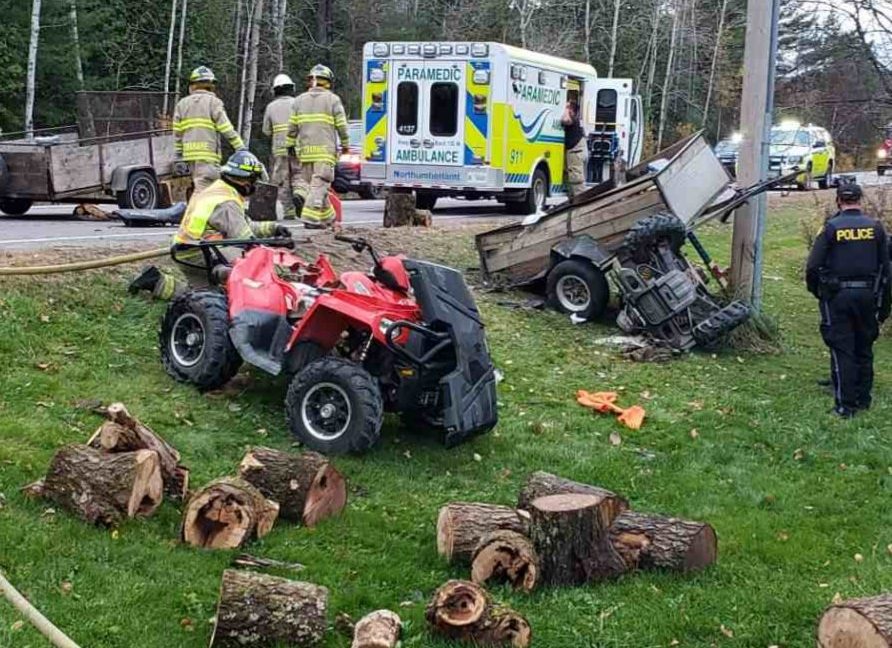 One man died and another person is in hospital after two ATVs crashed on County Road 21 north of Colborne on Saturday.