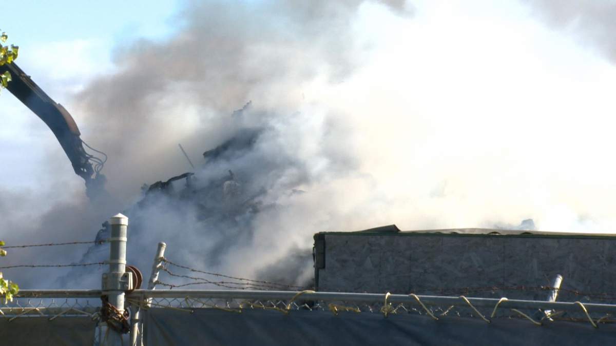 Fire burning at BN Steels and Metals just off Highway 12 north of Saskatoon.