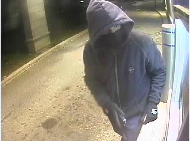 Suspect in a robbery in Orillia at an ATM drive-thru.