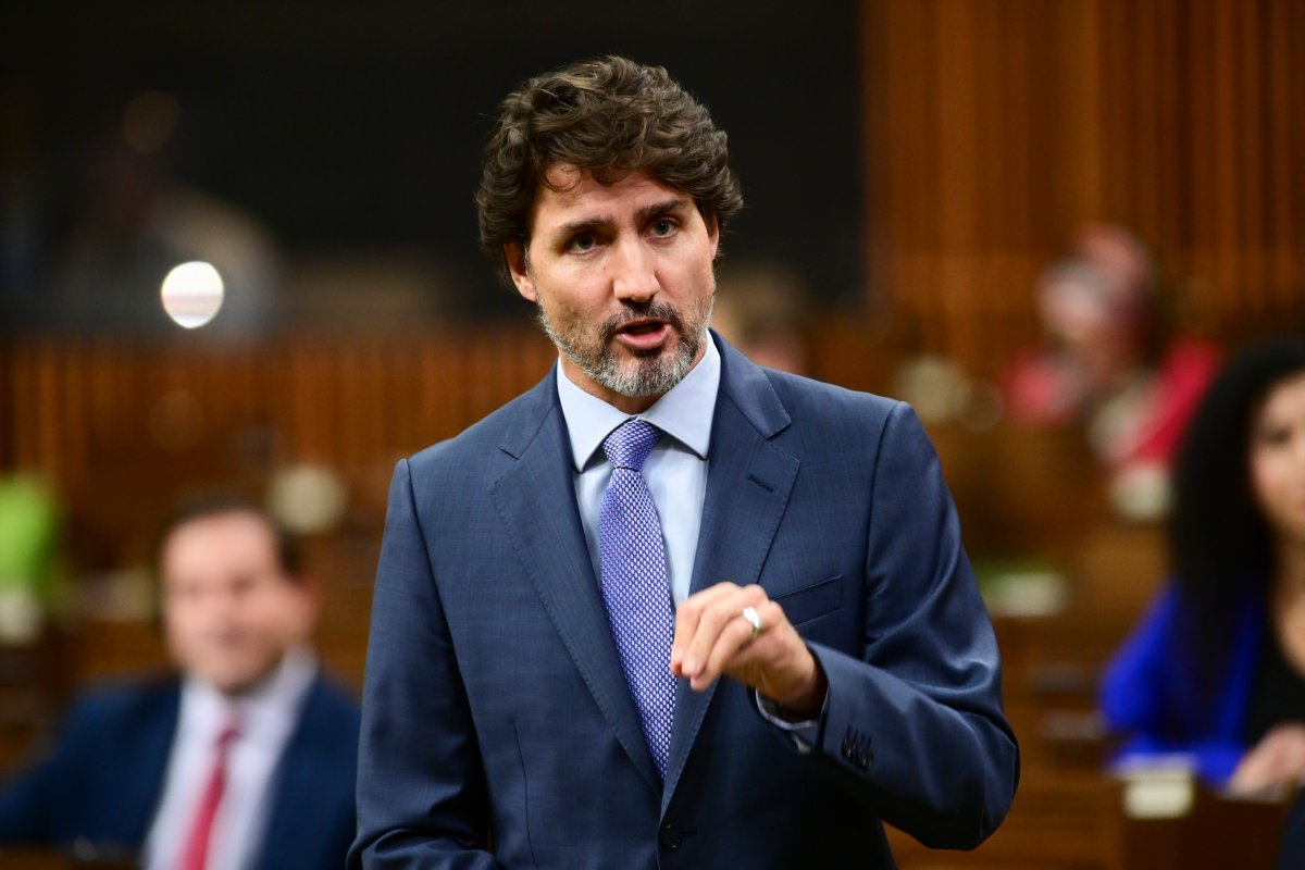 Prime Minister Justin Trudeau responds to a questions during question period in the House of Commons on Parliament Hill in Ottawa on Wednesday, Oct. 7, 2020.