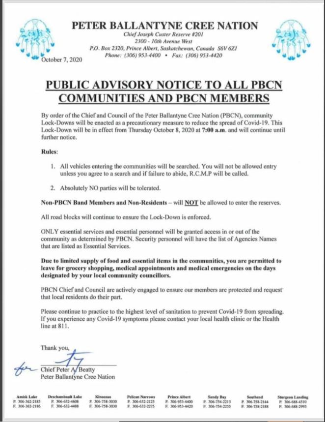 Peter Ballantyne Cree Nation / Facebook