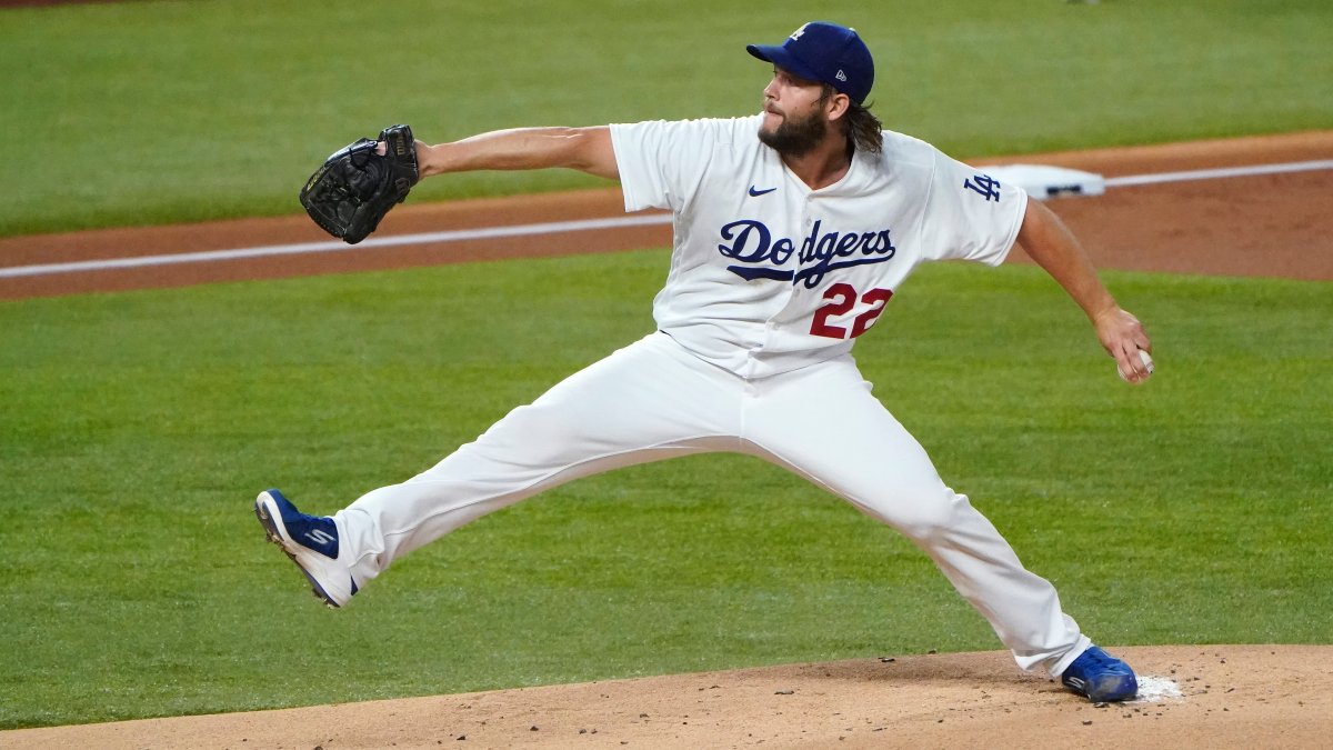 Clayton Kershaw (22) will start for the L.A. Dodgers in the opening game of the World Series on Tuesday night. Tampa Bay will counter with Tyler Glasnow.