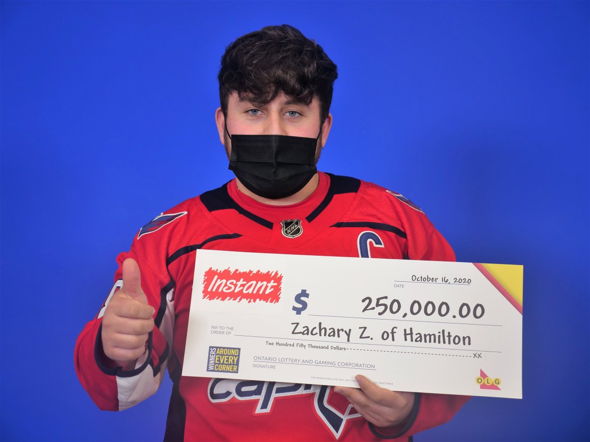 Hamilton's Zachary Zampini won a quarter of a millon dollars in an OLG scratch game.