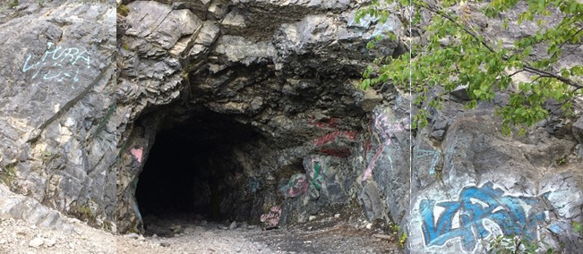 A photo of graffiti on Mount Yamnuska