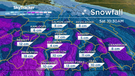 Generally, 5 to 10 centimetres of snow is possible on Friday, with locally higher amounts.