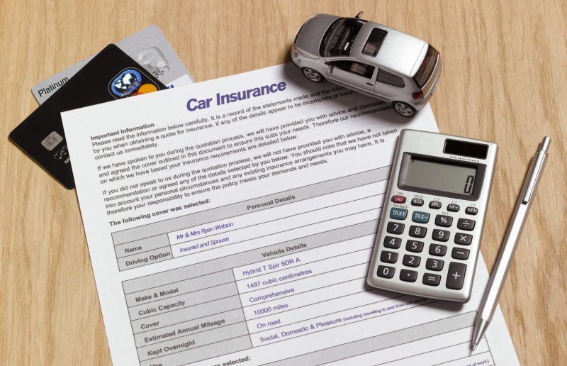 File: An example of auto insurance paperwork.