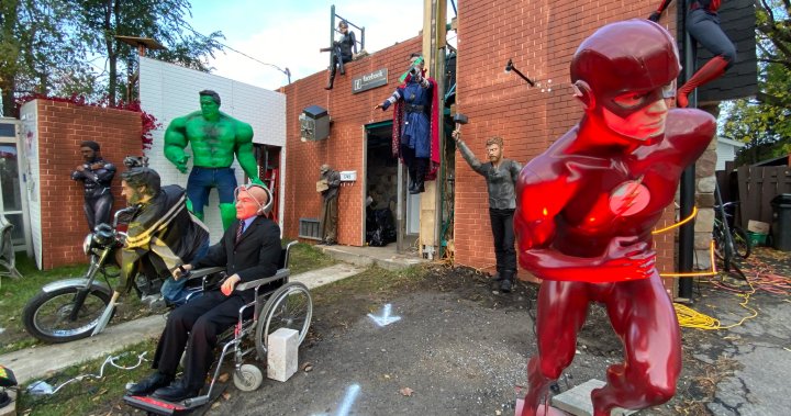 The Avengers assemble alongside other famous superheroes at Montreal Halloween house