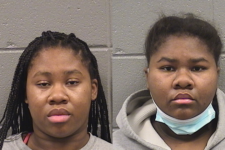 Jayla Hill, 18, left, and her sister Jessica Hill, 21, right, are shown in these mugshot photos from Oct. 27, 2020.