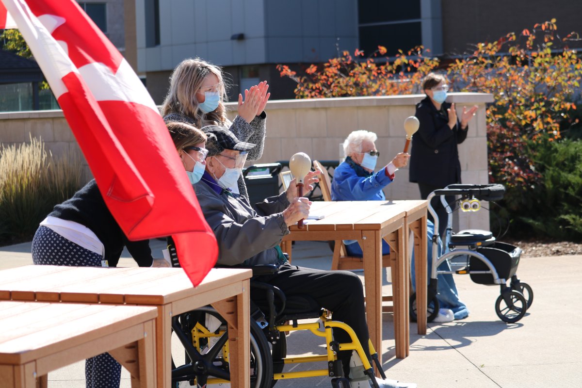 Family and staff at the Parkwood Institute surprised WW2 veteran Charles (Charlie) Jackson with a birthday drive-by to mark his 100th birthday in London, Ont. Oct 17, 2020