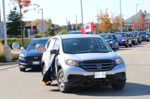 100th birthday drive by at Parkwood Institute for WW2 veteran Charles (Charlie) Jackson in London, Ont. Oct 17, 2020