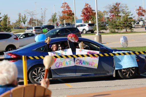 100th birthday drive by at Parkwood Institute for WW2 veteran Charles (Charlie) Jackson in London, Ont. Oct 17, 2020