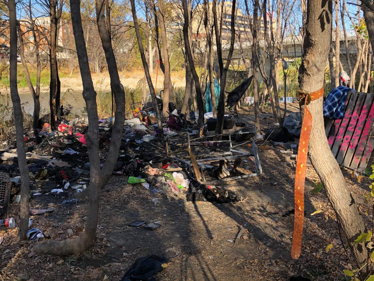The fire was extinguished on the riverbank by the Maryland Bridge late Sunday night. / GLOBAL NEWS.