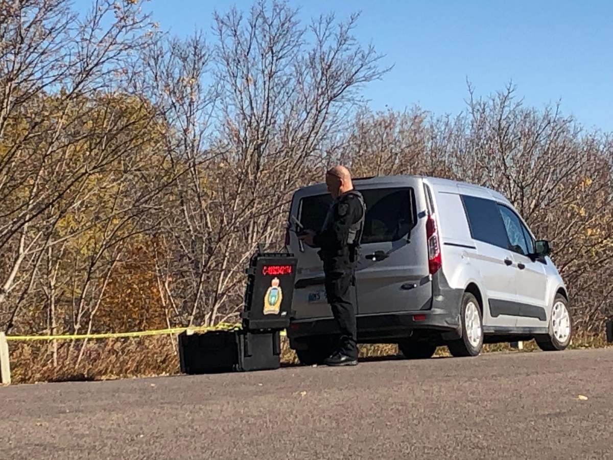 The Winnipeg police forensics unit on scene on Monday, October 12, 2020.