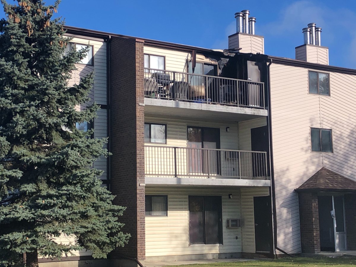 An apartment shed caught on fire in the first block of Burland Avenue due to an improperly disposed of cigarette butt./GLOBAL NEWS.