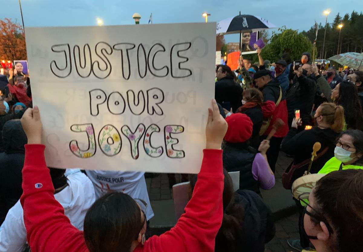 A vigil that took place in memory of Joyce Echaquan in Joliette, QC., on Tuesday, September 29, 2020.