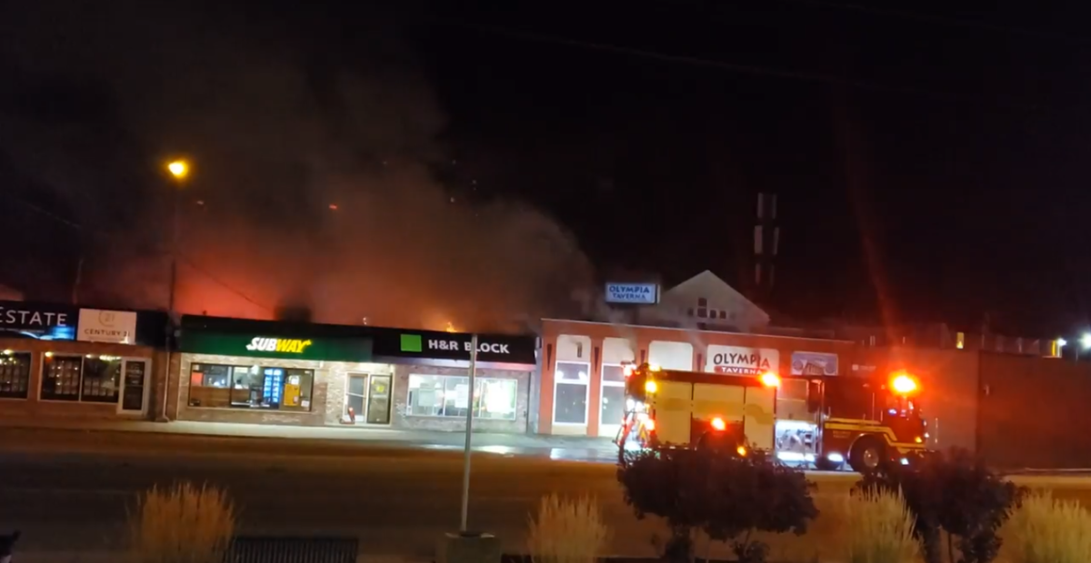Kelowna restaurant Olympia Greek Taverna was destroyed by flames on Tuesday night.
