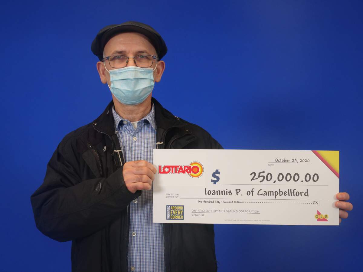 Ioannis (John) Papanikolaou of Campbellford won $250,000 in the June 13, 2020 LOTTARIO draw.