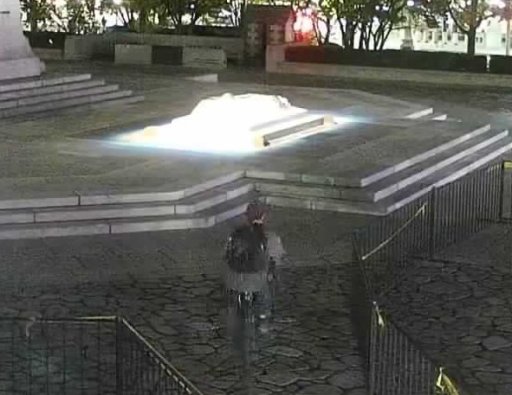 A suspect approaches the National War Memorial on Friday, Oct. 16, 2020. Police say the Tomb of the Unknown Soldier was then vandalized with “hate graffiti.”