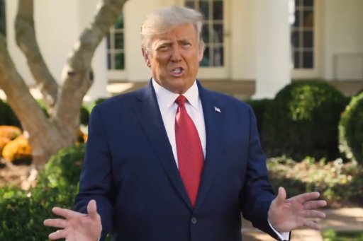 U.S. President Donald Trump speaks about his COVID-19 treatment in this image from video recorded at the White House on Oct. 6, 2020.