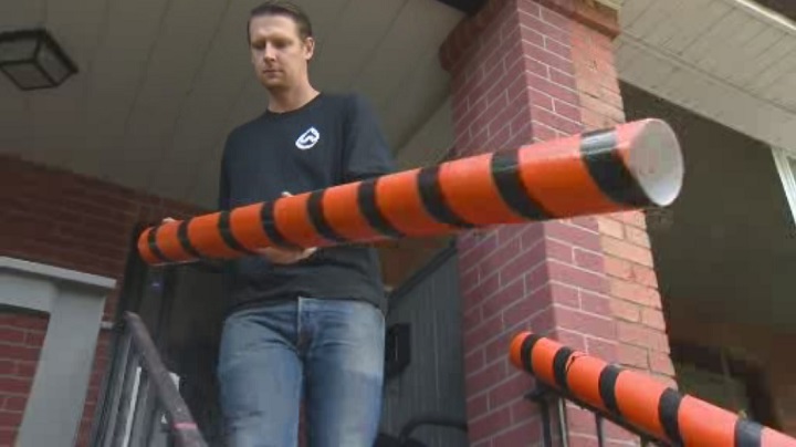 Toronto plumber making Halloween candy chutes in support of Daily Bread Food Bank