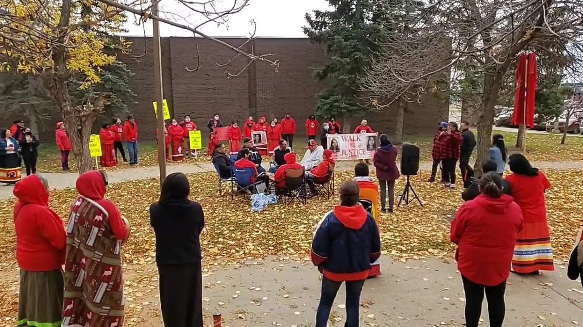 About a hundred people formed a circle at the High Level court house on Oct. 5, a scheduled court date for the man accused of killing Rod