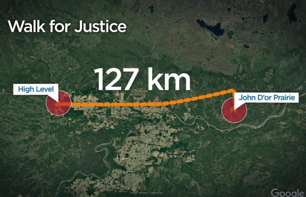 Keeping the homefires burning: A 127 km walk for justice for Roderica Ribbonleg in John D’Or Prairie - image
