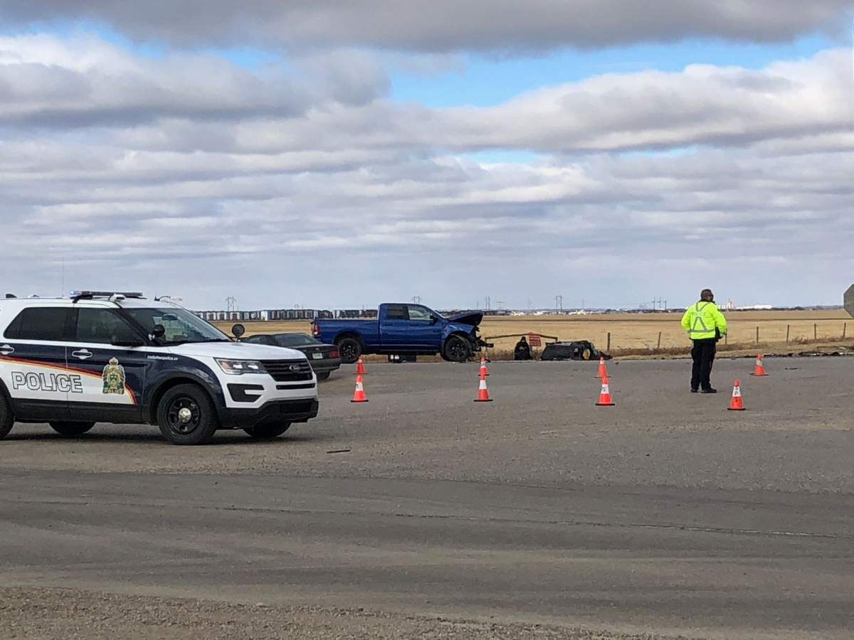 A woman was taken to the hospital following a two-vehicle collision Saturday at the intersection of Highway 5 and Highway 41 say Saskatoon police. 