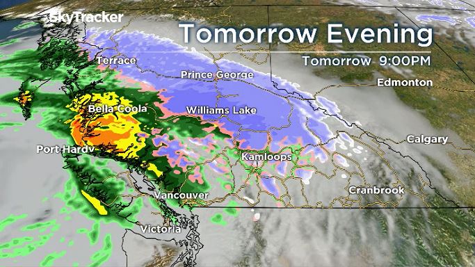 A look at the storm moving across the province on Thursday evening.