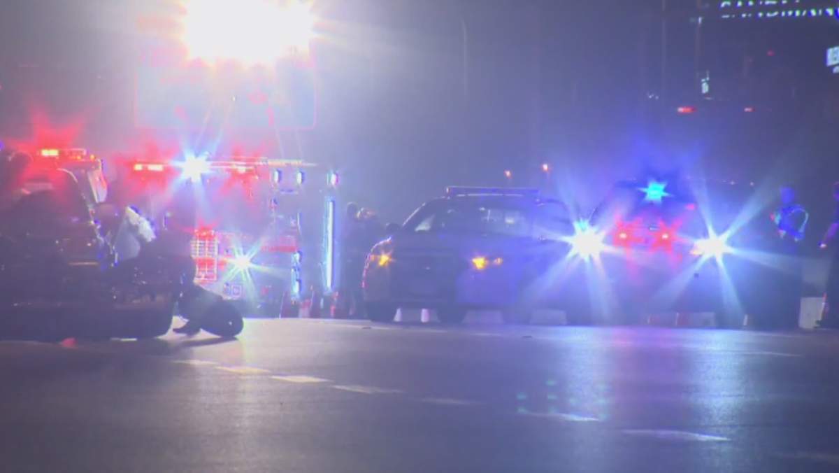 One person is in hospital in critical condition after a vehicle collision involving a motorcycle on Highway One and 200th Street in Langley Monday night.