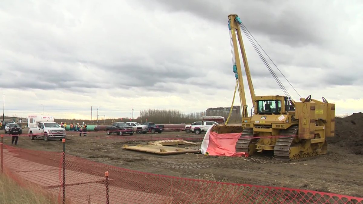 Emergency crews were called to a fatal workplace incident at a Trans Mountain Pipeline site near Winterburn Road and Whitemud Drive in west Edmonton on Tuesday, October 27, 2020.