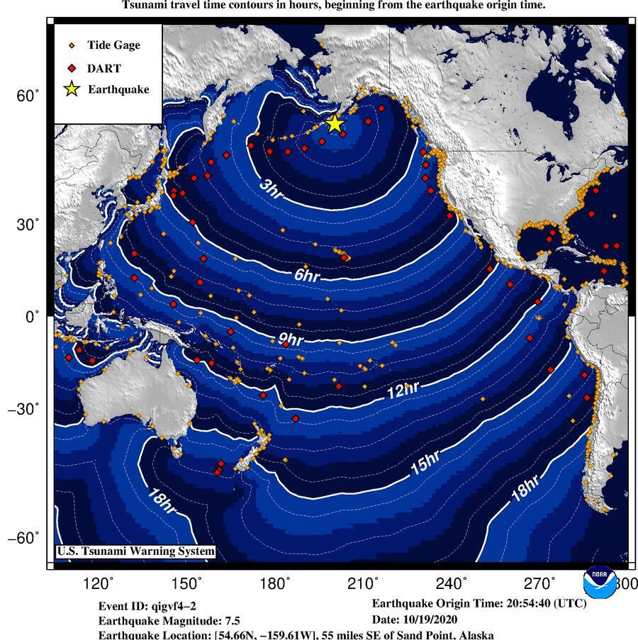 A 7.5 magnitude earthquake has been detected off the coast of Alaska.