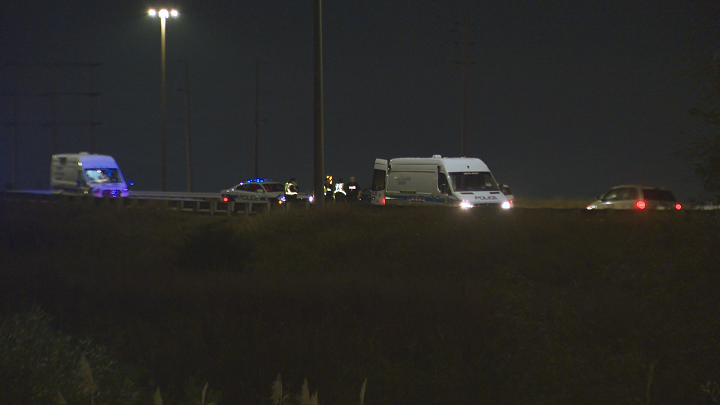 The scene of the collision in Brampton near Highway 407 and Tomken Road.