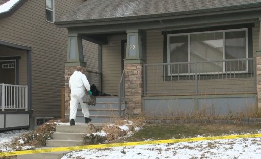 RCMP officers responded to a fatal stabbing in a Cochrane house in the Sunset Common area on Sunday, Oct. 18, 2020.