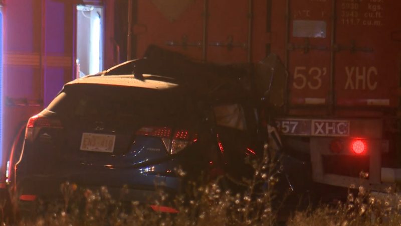 Emergency crews respond to a fatal crash at Stoney Trail Southeast and 114 Avenue Southeast on Thursday, Oct. 1, 2020.