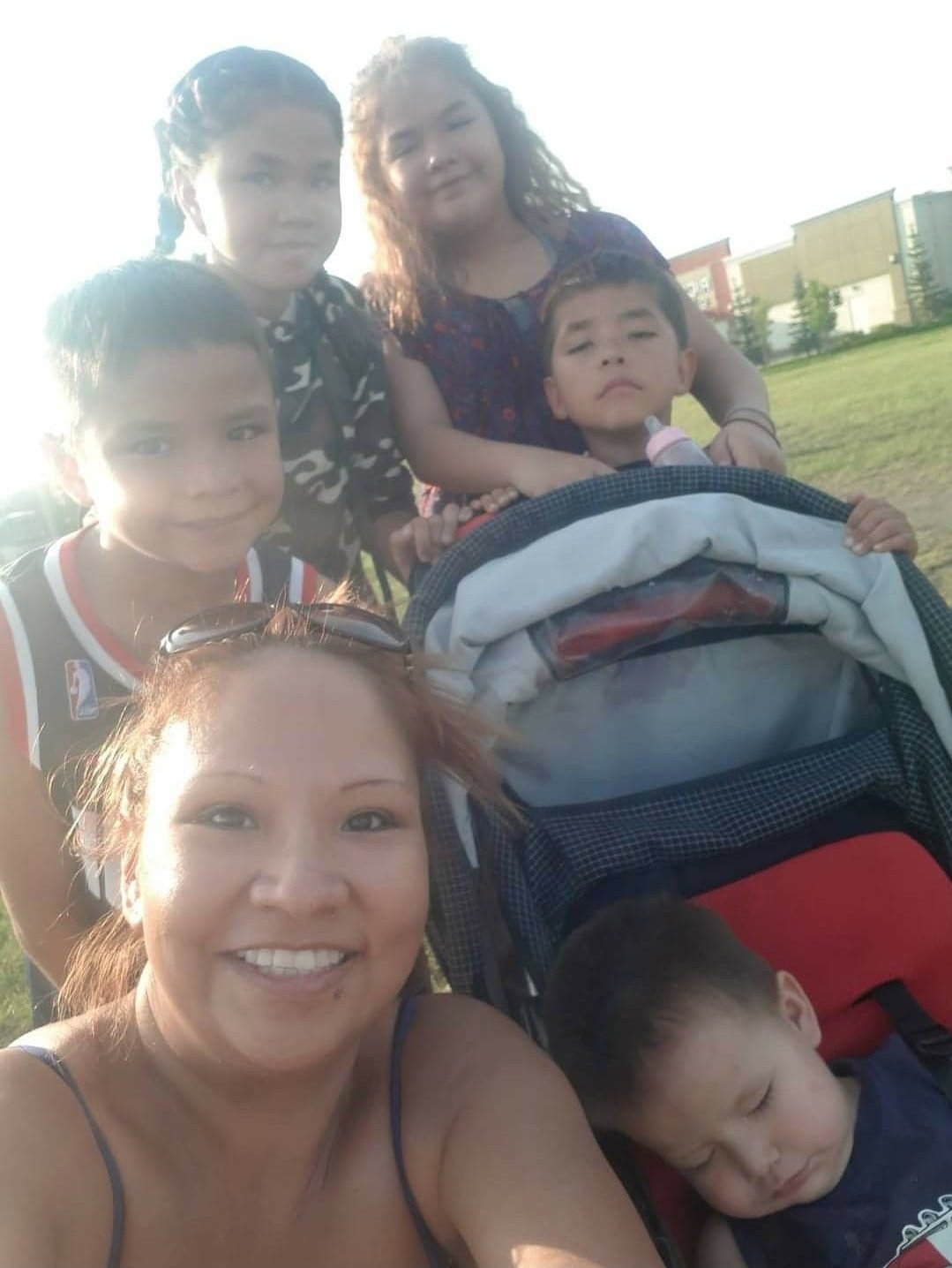 Sierra, 13, top left, with her mother Angela and siblings Fayden, 14, Ryhan-James (RJ), 11, Kingston, nine, and Phoenix, three.