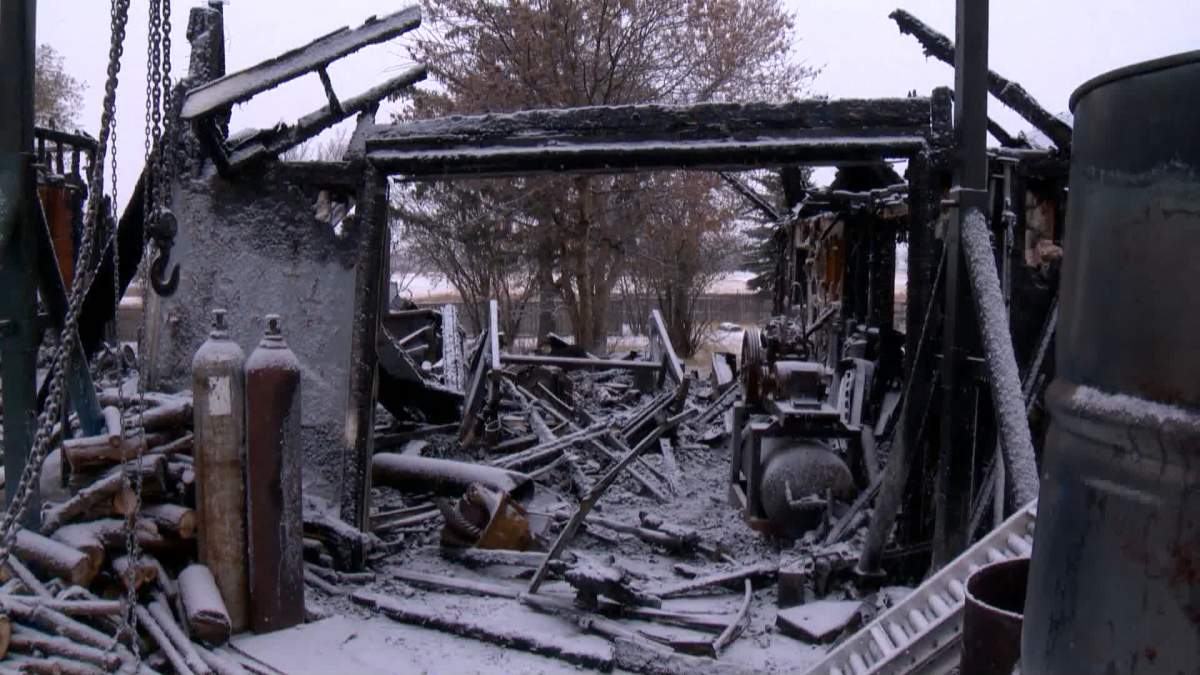 The damage left behind after a fire tore through Saz Cuthbertson’s rental home east of Calgary.