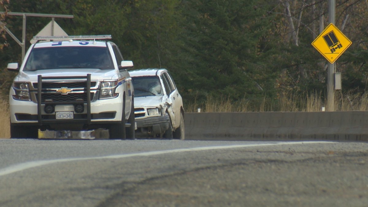 Police say a westbound Chevrolet Tracker collided with an eastbound motorcycle on Highway 33 just before noon on Monday.