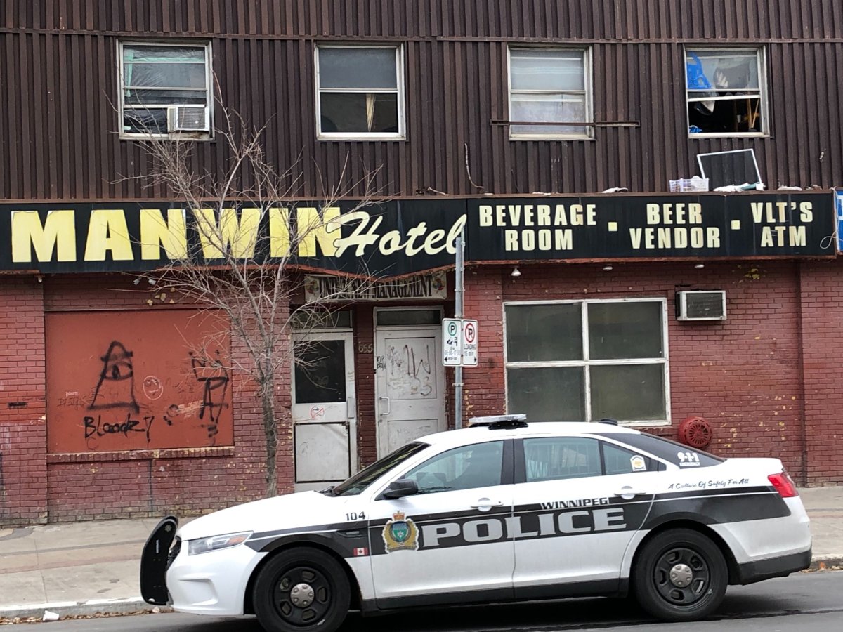 Winnipeg police investigating an assault at the Manwin Hotel on Main Street.