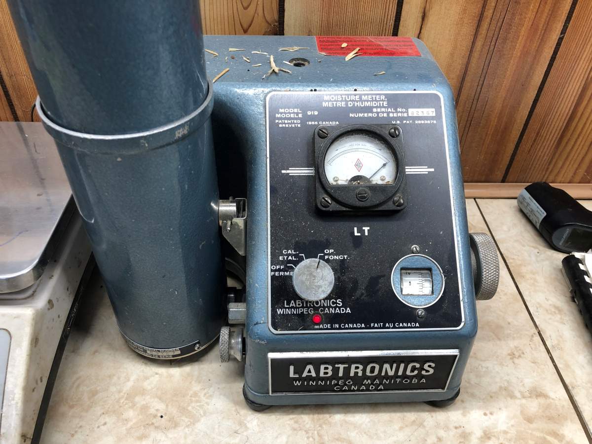 Lance Walker’s moisture meter, located in his 80-year-old grain silo.