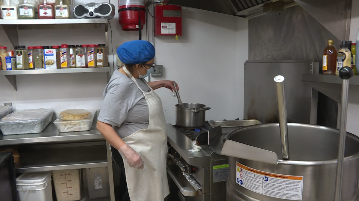 Annette Williams, a cook at Main Street Project working in the kitchen on Thanksgiving Day.