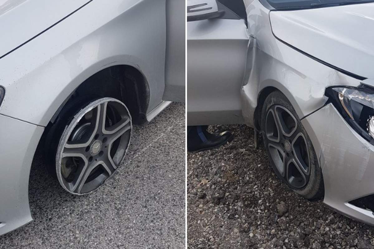 Police tracked the woman down after she had driven on the highway for at least 30 minutes.