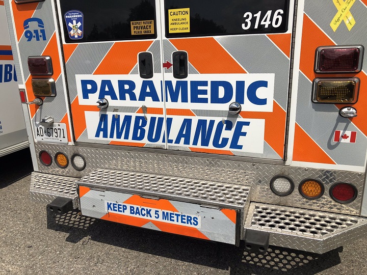 A photo of a Peel Paramedics ambulance.