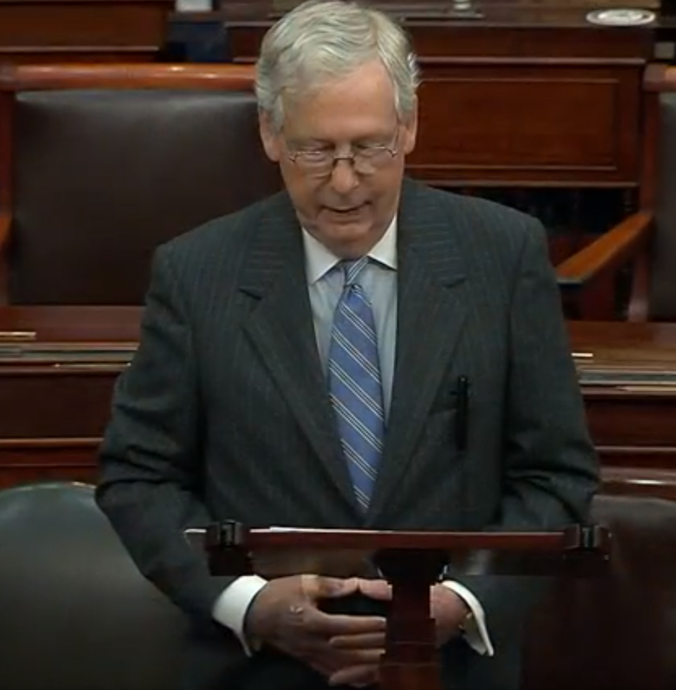 Sen. Mitch McConnell is shown during a Senate session in Washington, D.C., on Oct. 22, 2020.